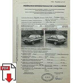 1979 Chrysler Sunbeam Lotus FIA homologation form PDF download